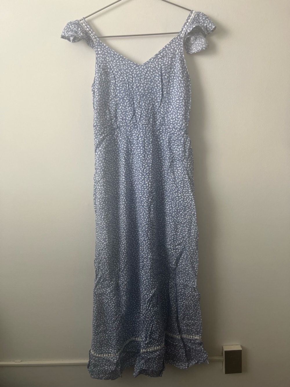 Japna Light Blue Floral Maxi Dress with Ruffle Straps